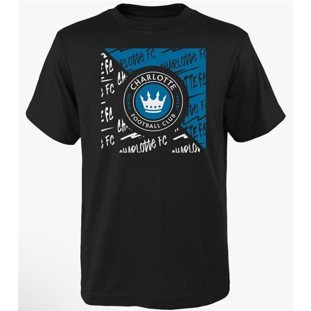 MLS Charlotte FC youth Divide Team Wordmark Logo T-Shirt XL Sz 18/20 NWT